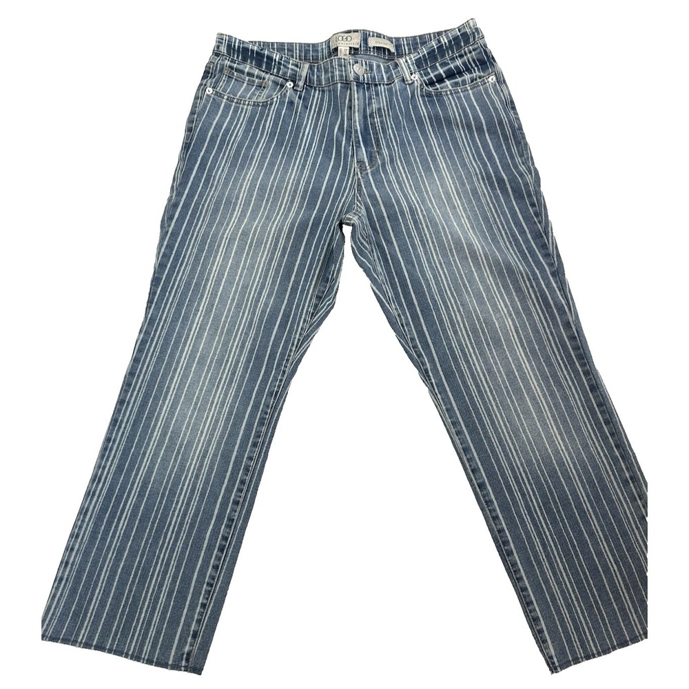 Logo Lori Goldstein Stripe Denim‎ Straight Effortless Sporty Size 12 Petite
